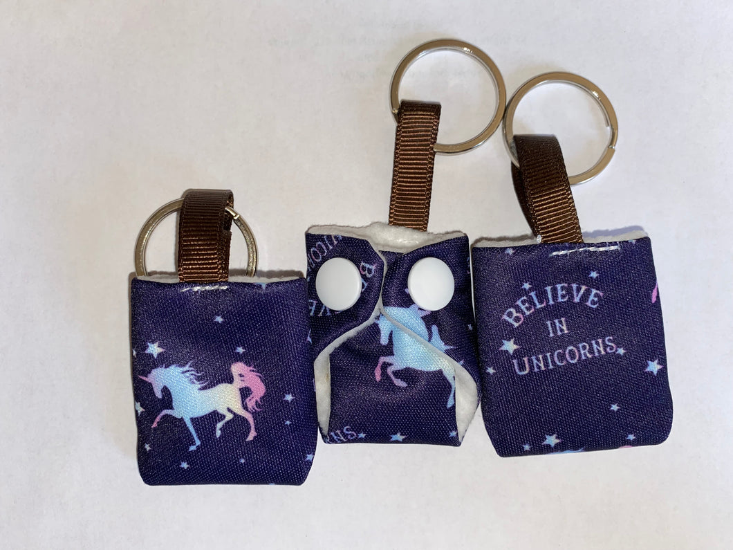 Unicorn cloth diaper keychain set