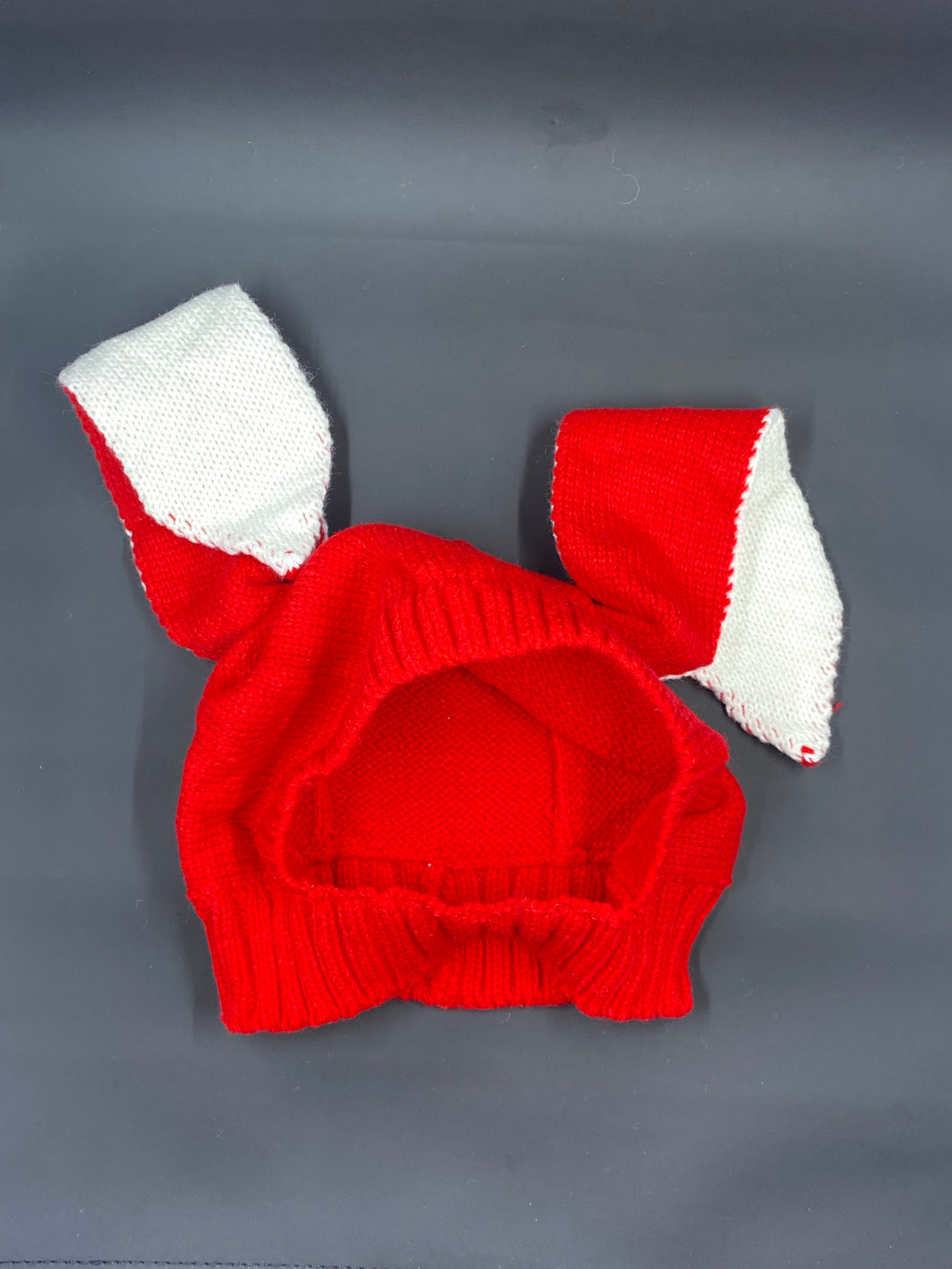 Red knitted bunny hat