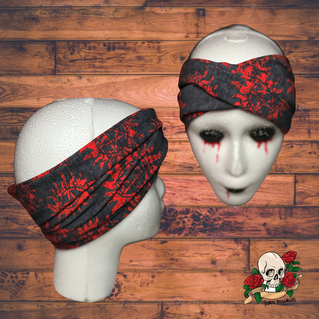 Black and red twisted headband